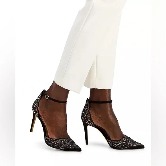 INC Kinlee Black Lace Pointed Stilettos Sz 10.5 BNWB - Picture 3 of 9